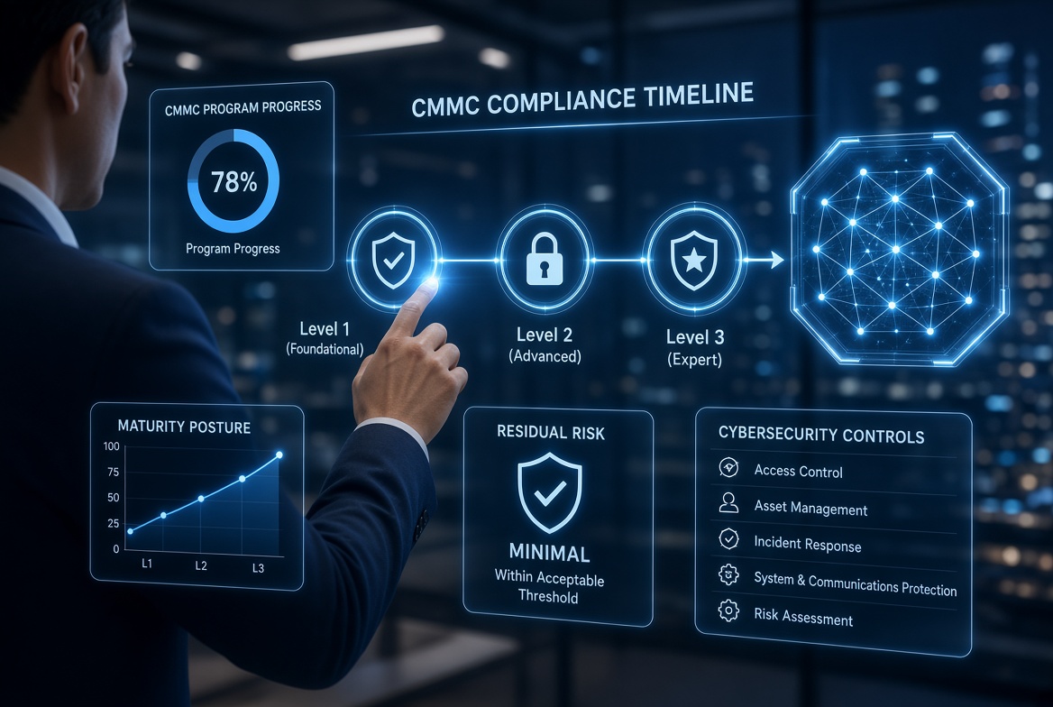 CMMC compliance timeline for defense contractors preparing for assessment readiness