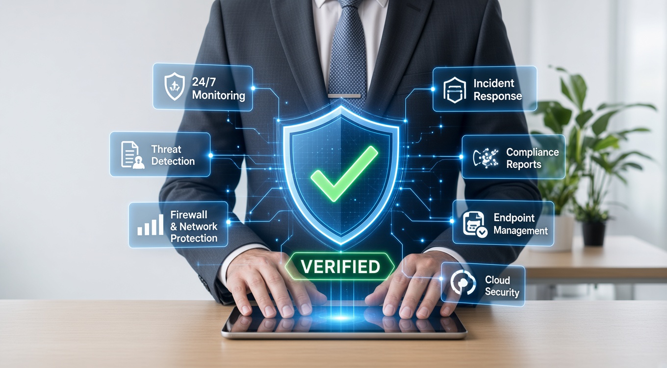 Managed security services providing 24/7 threat monitoring, detection, and incident response for business networks.